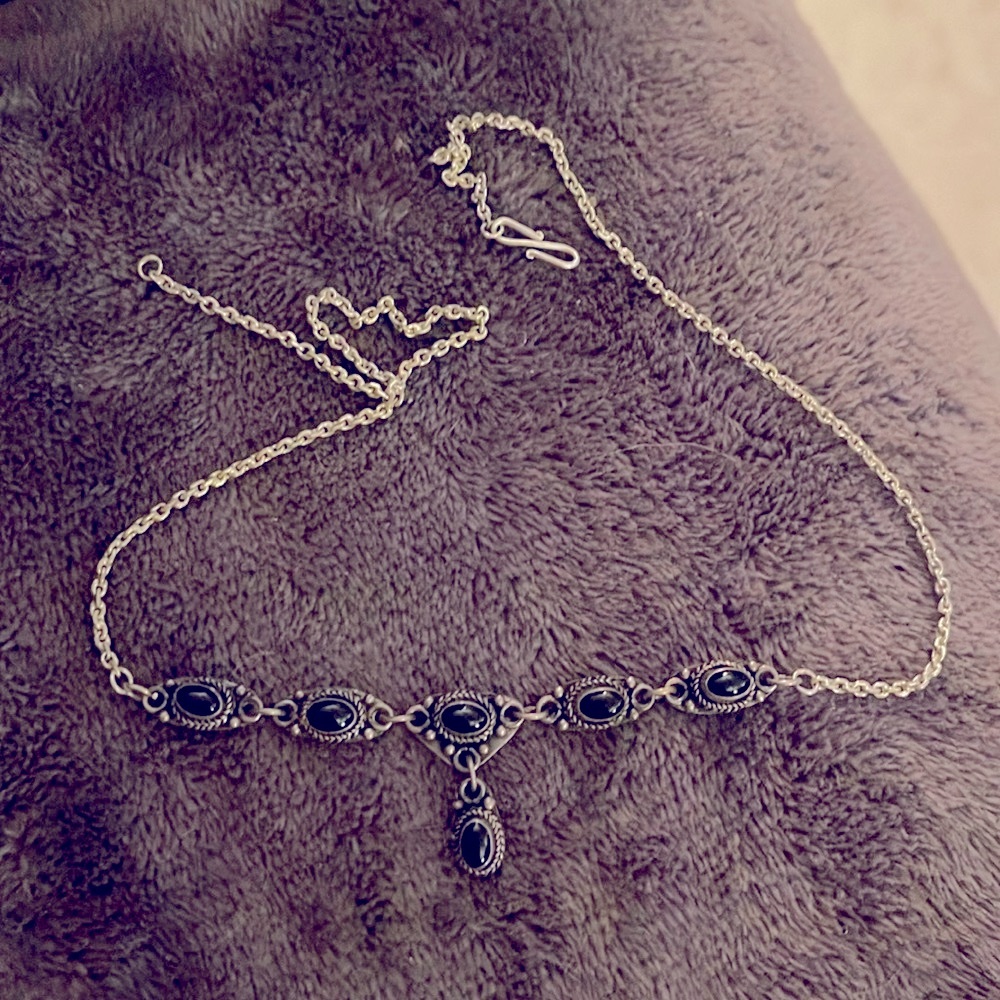 Onyx and sterling silver necklace